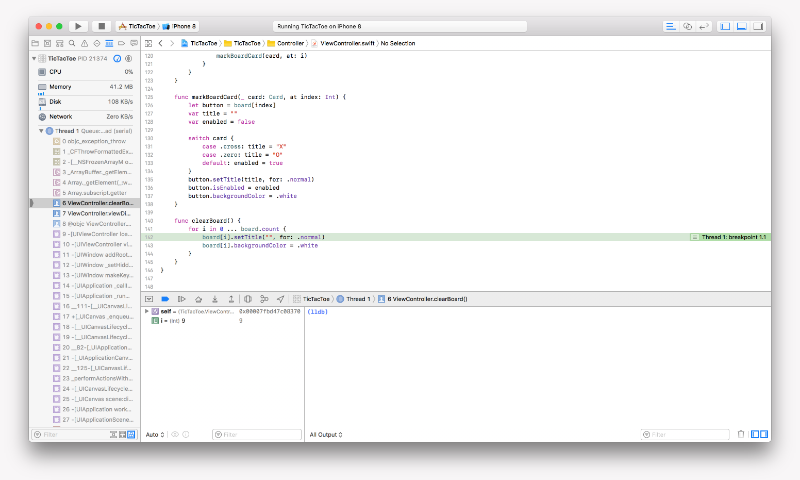 Stopping at a breakpoint in Xcode