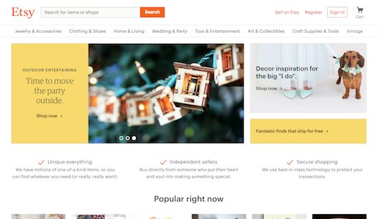 A screenshot of etsy.com