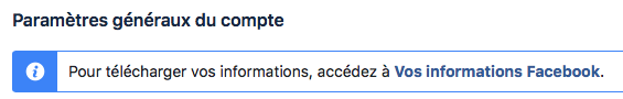 Paramètres dans Facebook