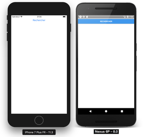 Un Bouton sur iOS (à gauche) et sur Android (à droite)