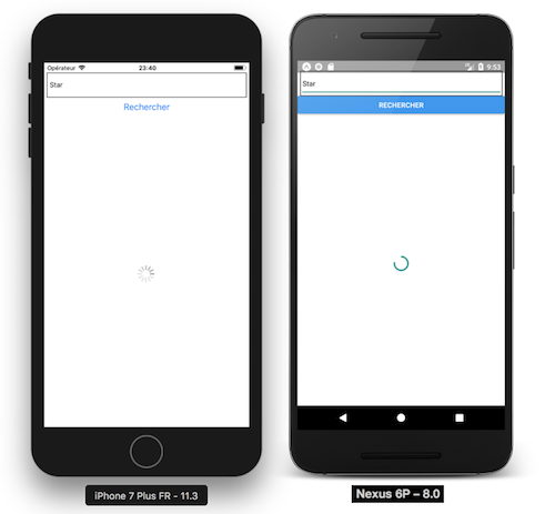 Démonstration ActivityIndicator sur iOS et Android