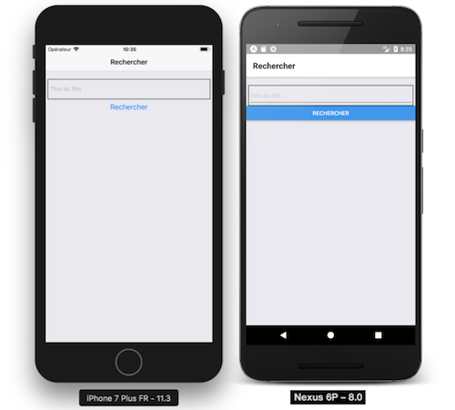 StackNavigator sur iOS et Android