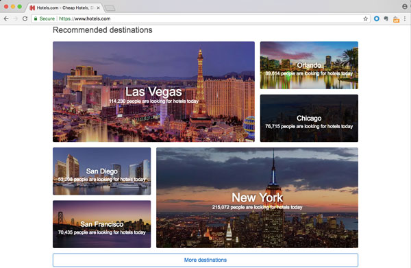 Screenshot of hotels.com