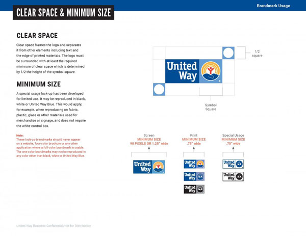 Logos with spacing noted around them.