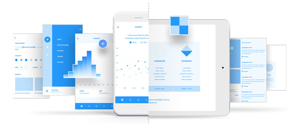 Sample designs from the UI kit wires.