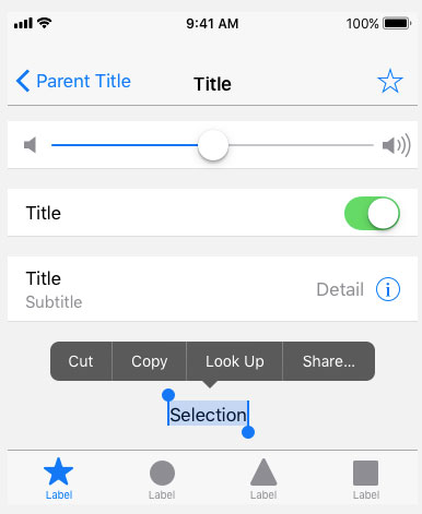 Time, sound bar, highlighted text bar and other elements you'd find on iPhones.