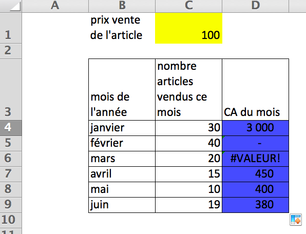Utilisation de la poignée de recopie pour une formule