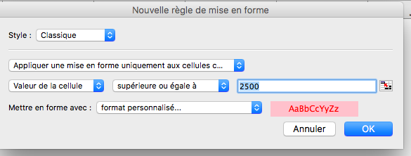Menu complété