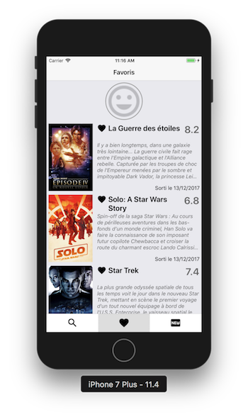 Component Avatar affiché dans la vue Favoris