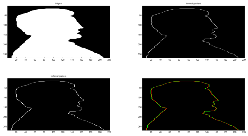 Illustration d'une extraction de contours d'une image binaire