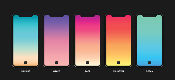 Different colors that flow into each other. Different colors for each screen.