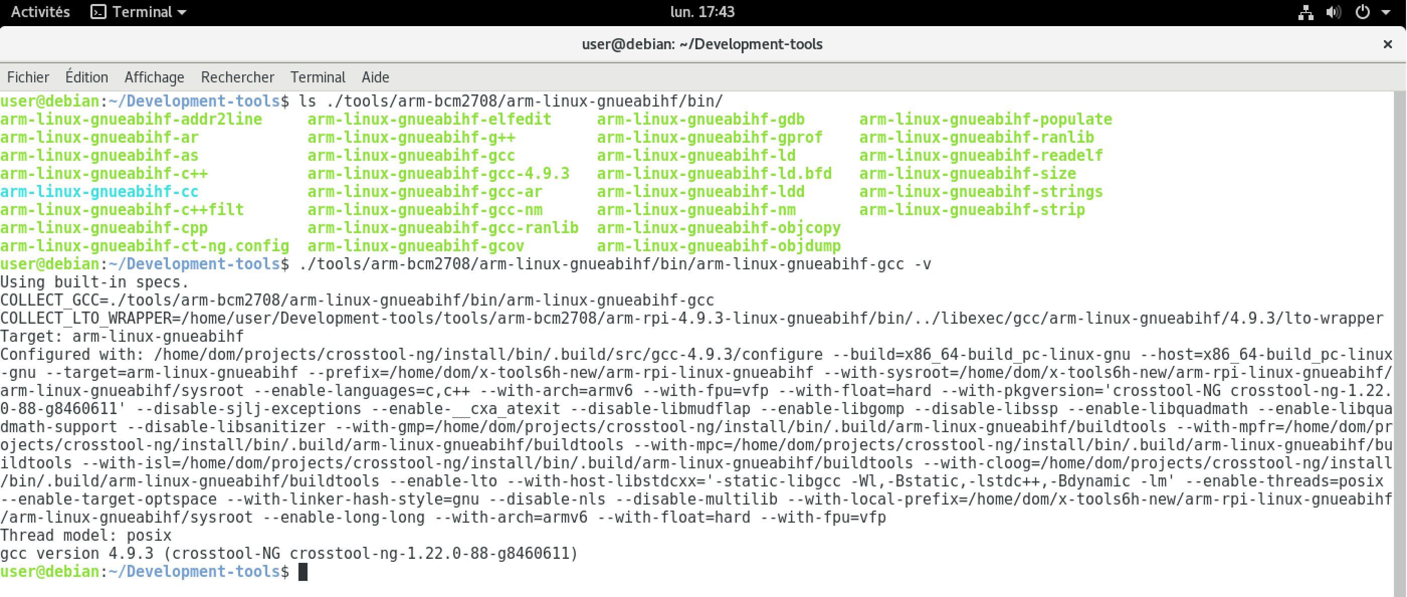 GCC arm fourni pour Raspberry PI