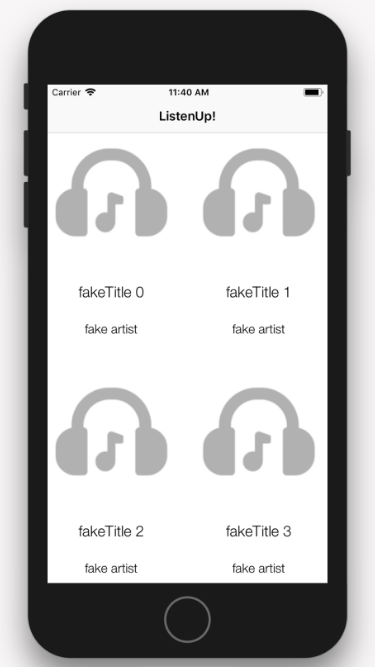 Collection view using sample data