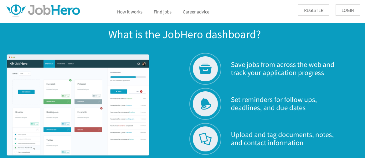 The Job Hero dashboard