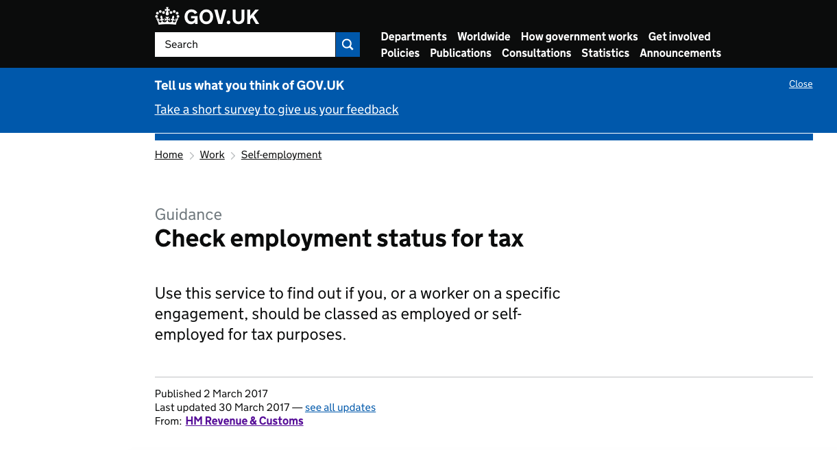 Check your employment status on gov.uk.