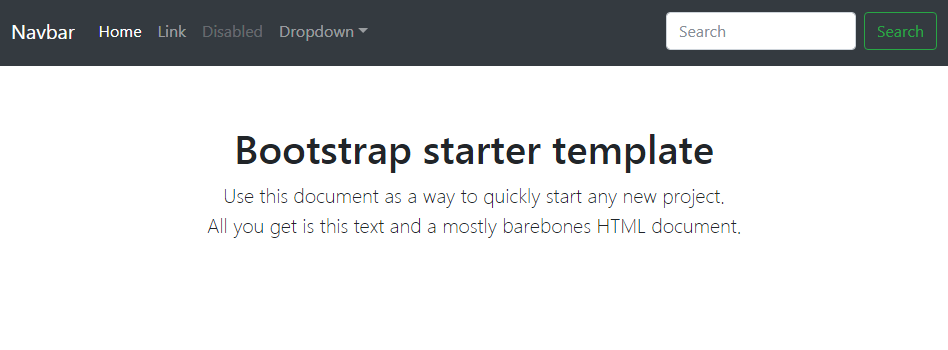 Page simple du template starter-template de bootstrap