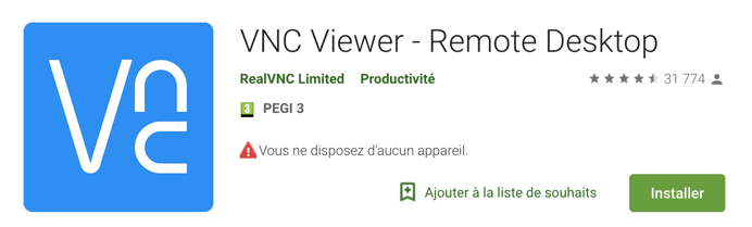 Capture de l'application Android VNC Viewer - Remote Desktop.