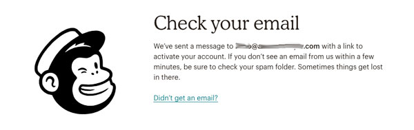 Screenshot telling you to check your email for the next step. If it's not there, check your spam.
