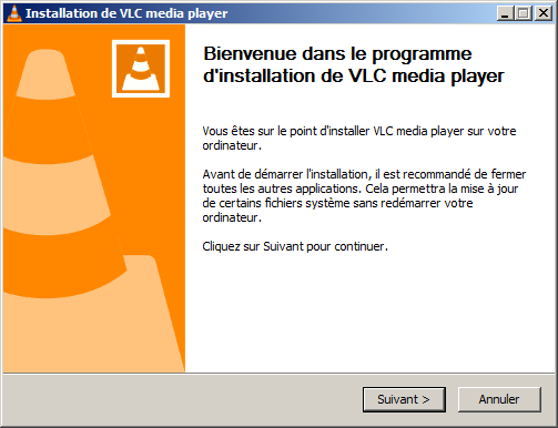 Capture de l'installateur de VLC