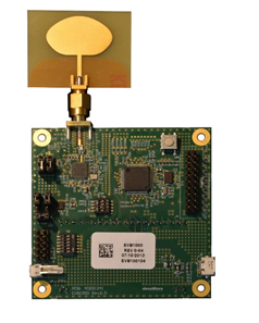 Exemple de module radio ultra-large bande, facilement reconnaissable d'après l'allure particulière de l'antenne