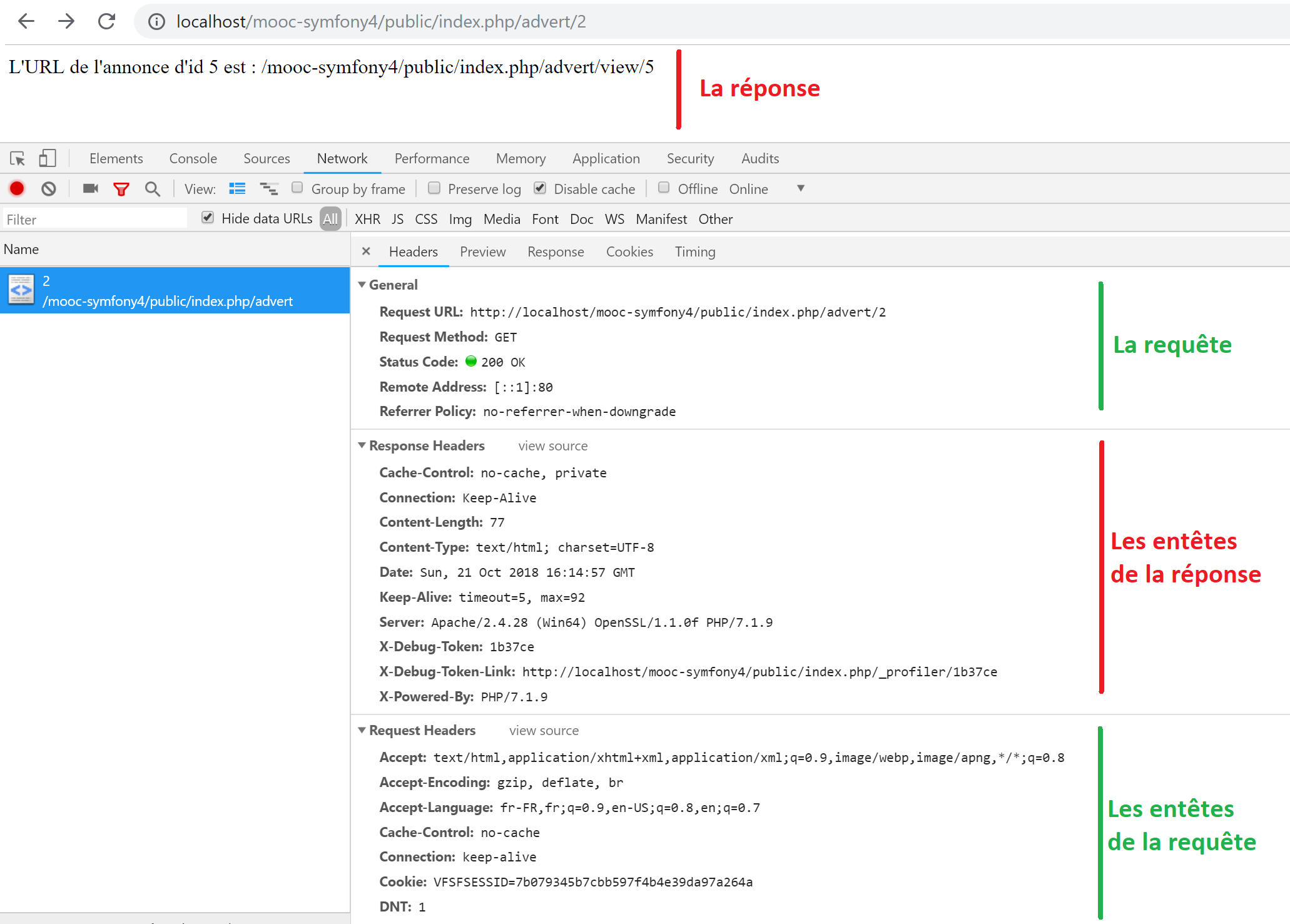 Visualisation d'une requête HTTP et sa réponse sous Chrome