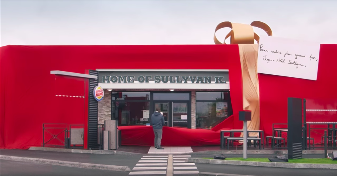 A Burger King fan discovers the front of a store opened in his name.