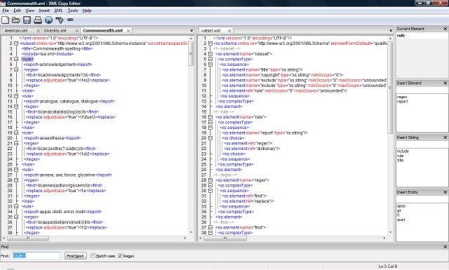 XML Copy Editor - photo issue du site officiel du projet