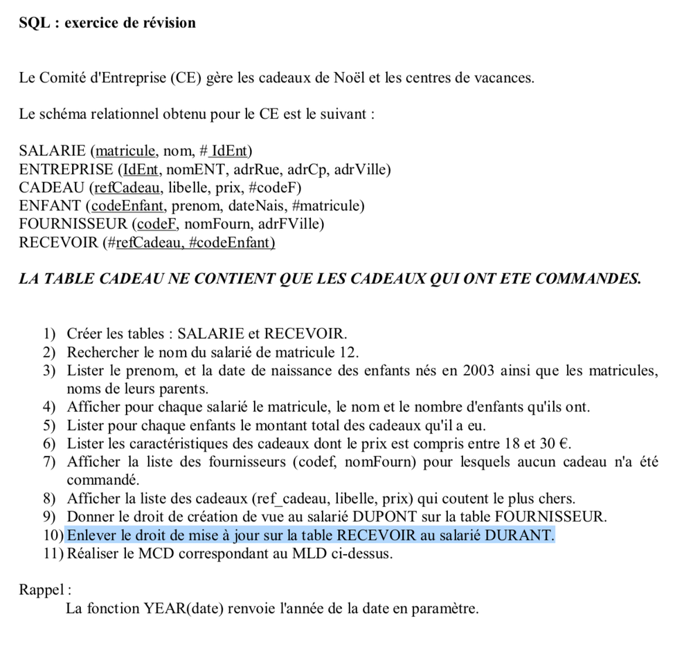 Exercices SQL par Lecodeclavie - page 1 - OpenClassrooms