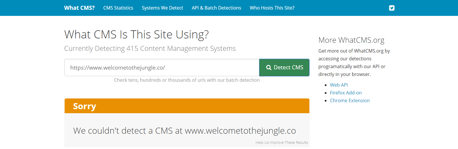 Welcome To The Jungle - Résultat WhatCMS