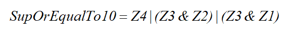 Equation logique de la fonction SupOrEqualTo10