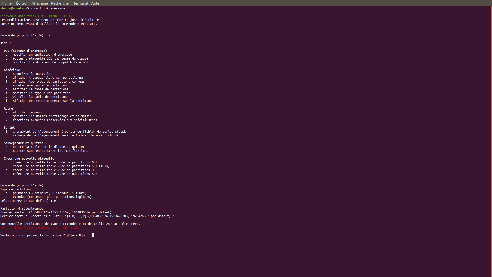 Tentative de récupération des partitions Ubuntu supprimées