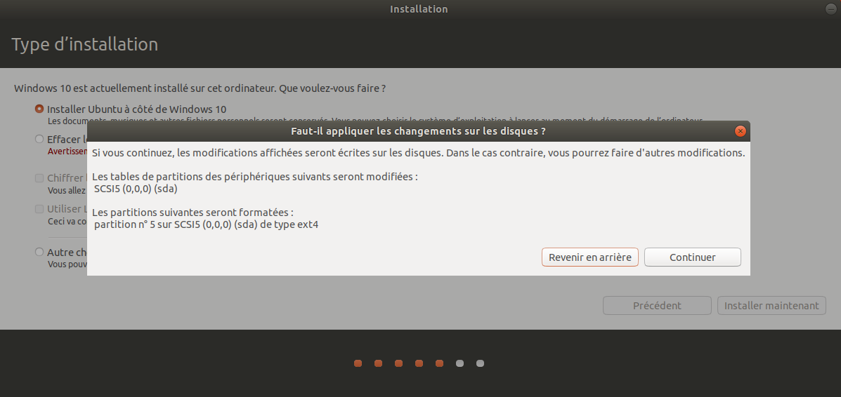 Instalation d'Ubuntu 0 coté de Windows 10