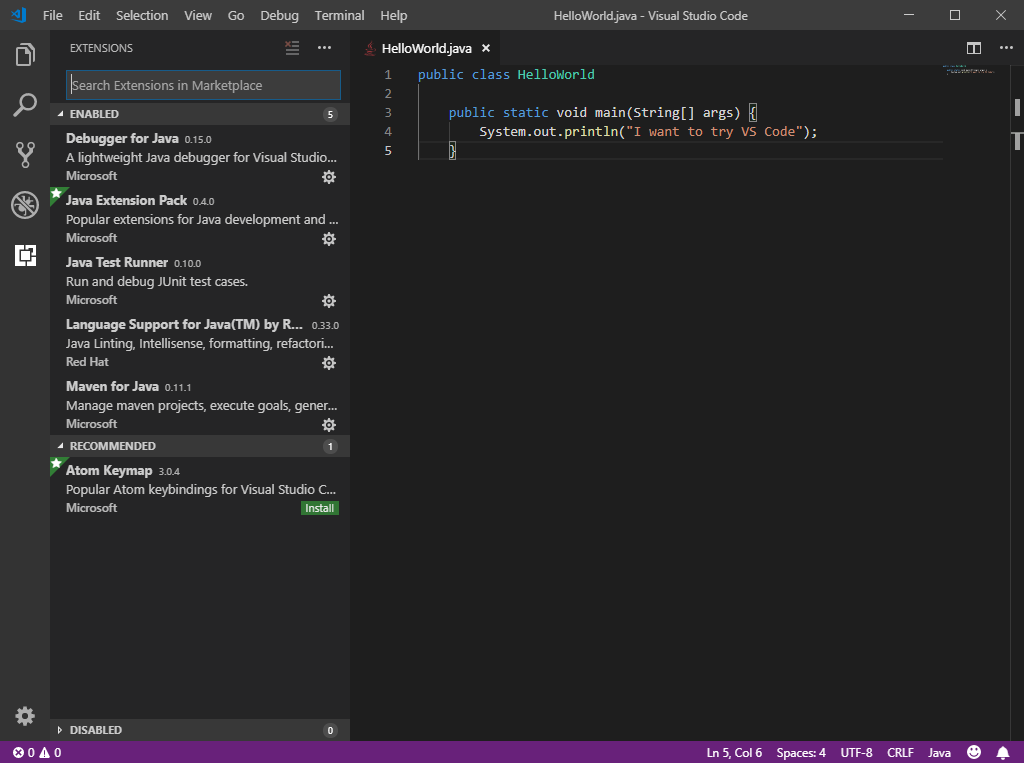 Extensions Tab for VS Code