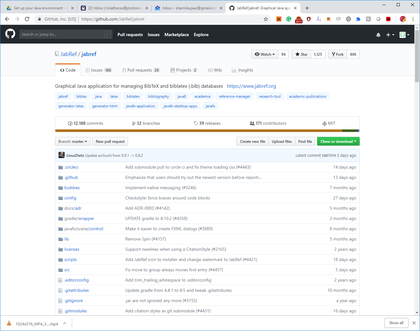 The JabRef Java Open Source Project on Github