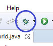 Debug icon in the toolbar