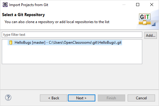 Select the Cloned Repository