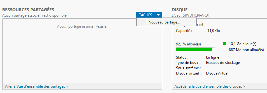 Nouveau partage sur le volume E:\