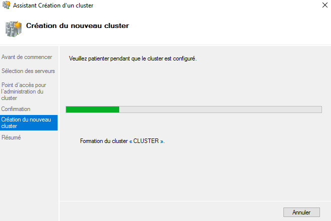 Formation du cluster “Cluster” (2/2)