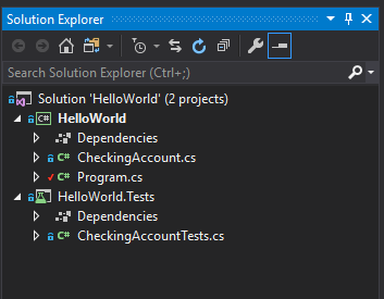 The Solution Explorer displays modified files with a red checkmark