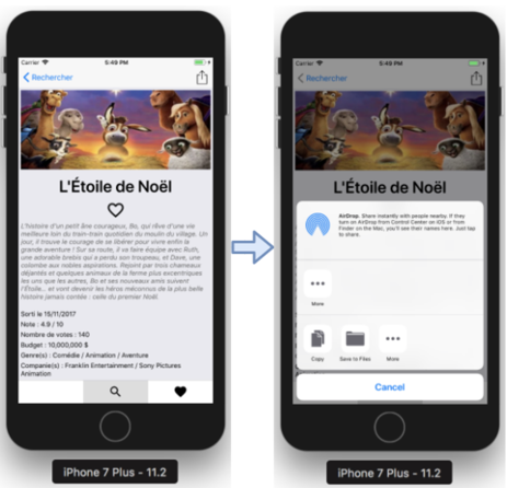 Partage d'un film sur iOS