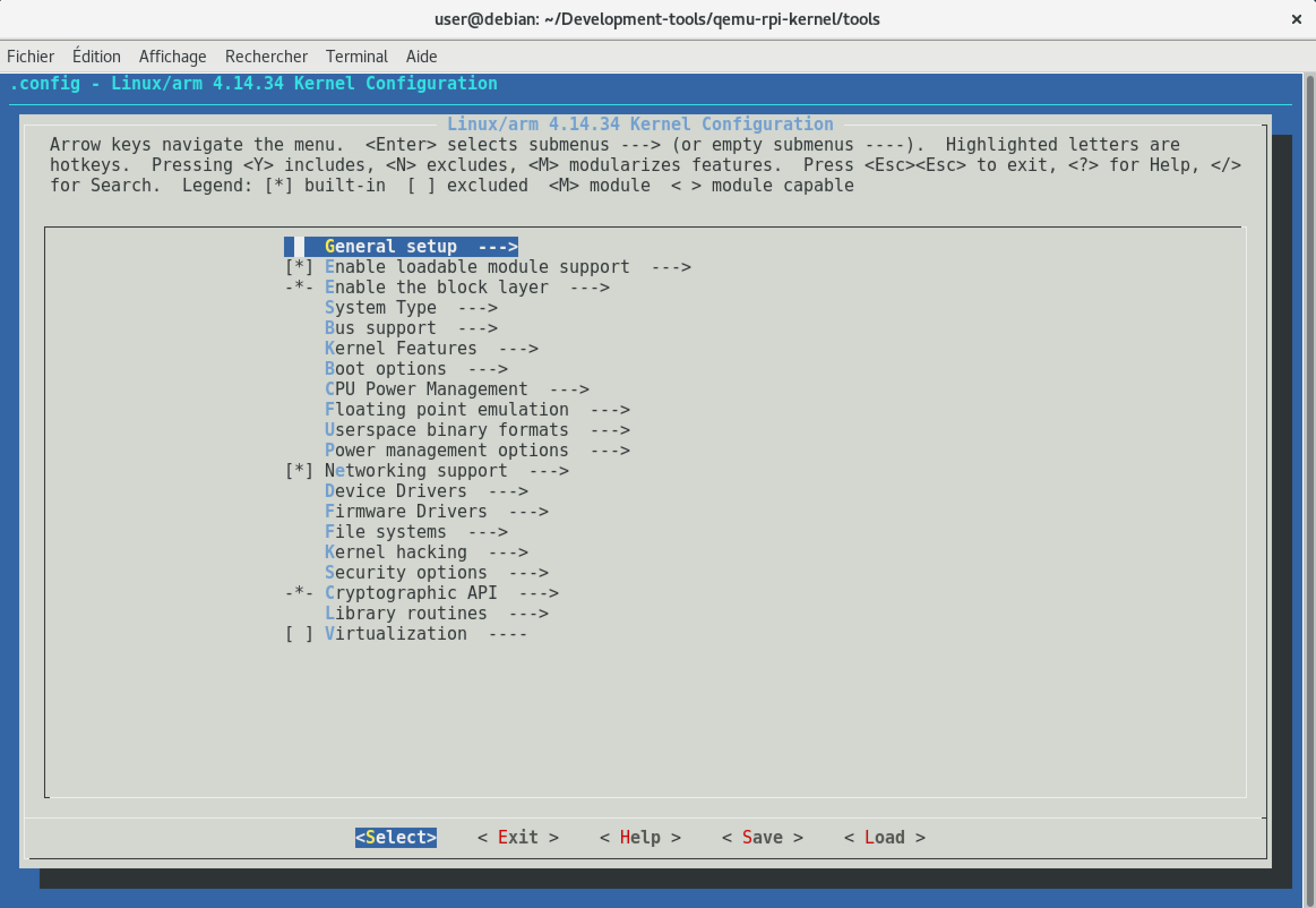 Interface de configuration du noyau