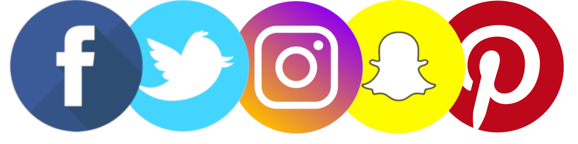 Logos of Facebook, Twitter, Instagram, Snapchat, Pintrest