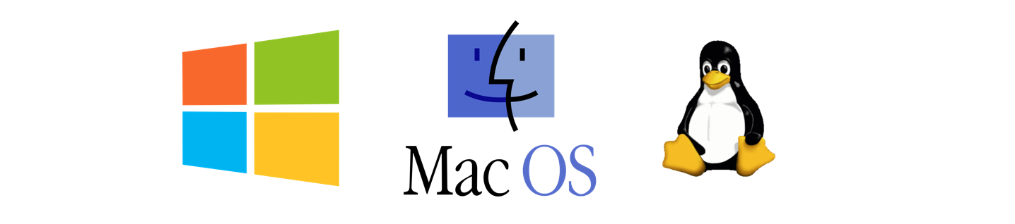 Les logos de Windows, Mac OS et Linux