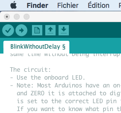 Les icones principales de l'éditeur Arduino