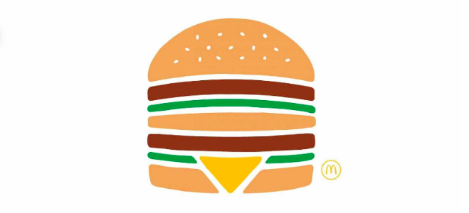 Publicité print MacDonald's représentant un burger illustré