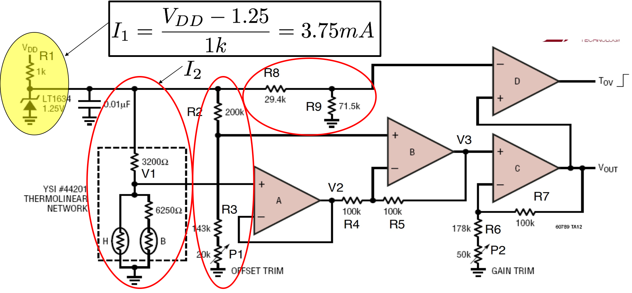 Exemple du circuit d'interface d'un capteur de température