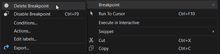 Deleting a breakpoint