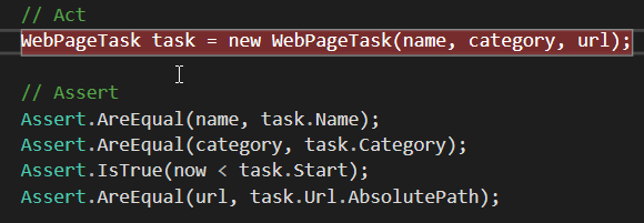 Inserting a breakpoint at the creation of WebPageTask