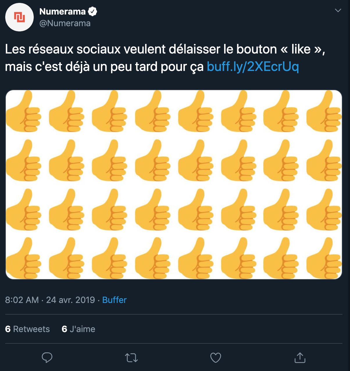 Exemple d'un Tweet de Numerama. Source : Numérama