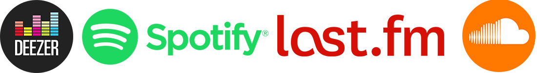 Les logos de Deezer, Spotify, Last.fm et Soundcloud